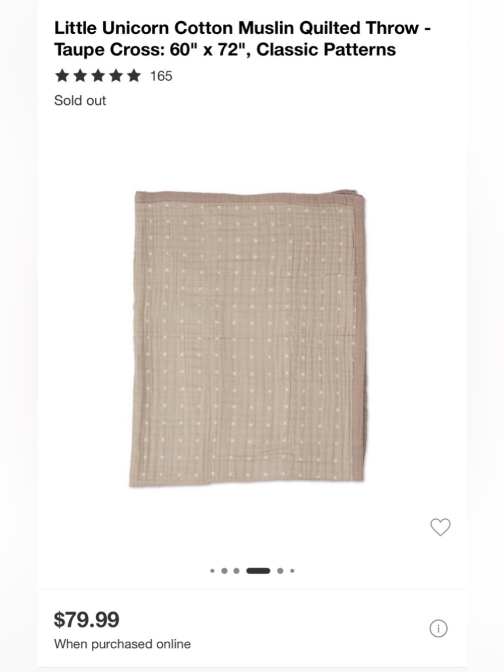 Big Kid Cotton Muslin Quilt in Beige with White Crosses - Picture 3 of 3